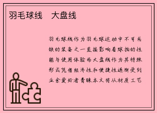 羽毛球线   大盘线